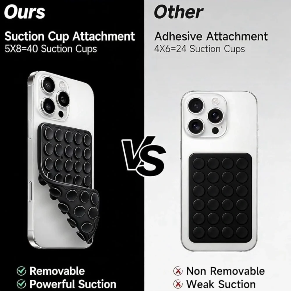 💞 New Black Double Sided Suction Phone Grip Mount for Smartphones